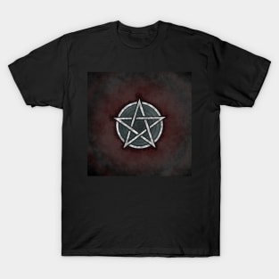 Marble Pentagrams for Protection - Red Background T-Shirt